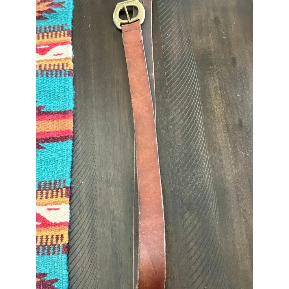 Rare Vintage Polo Ralph Lauren Brown Leather Belt Size 40 Brass Horseshoe Buckle